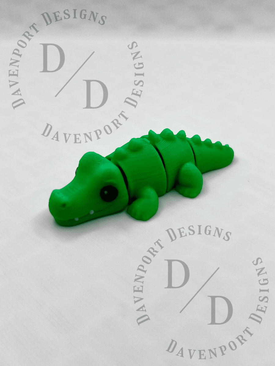 Chomps the Croc — mini 3D printed crocodile figurine