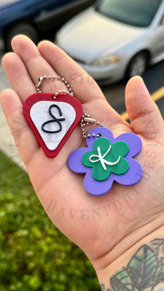 Flower & Guitar Pick Keychains